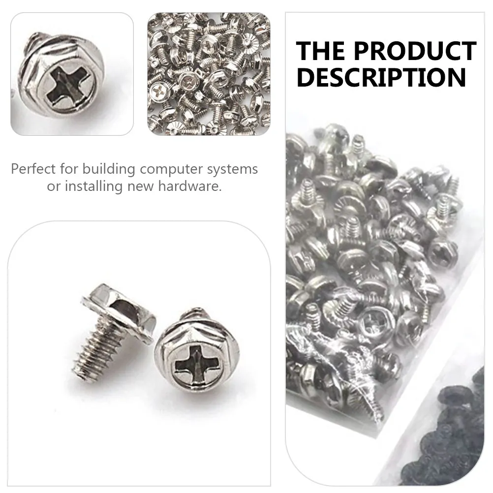 100Pcs Heavy Duty Metal Pci Slot Screw Round Head Computer Power Supply Screw Pc Mounting Fastener for Case Assembly Repair