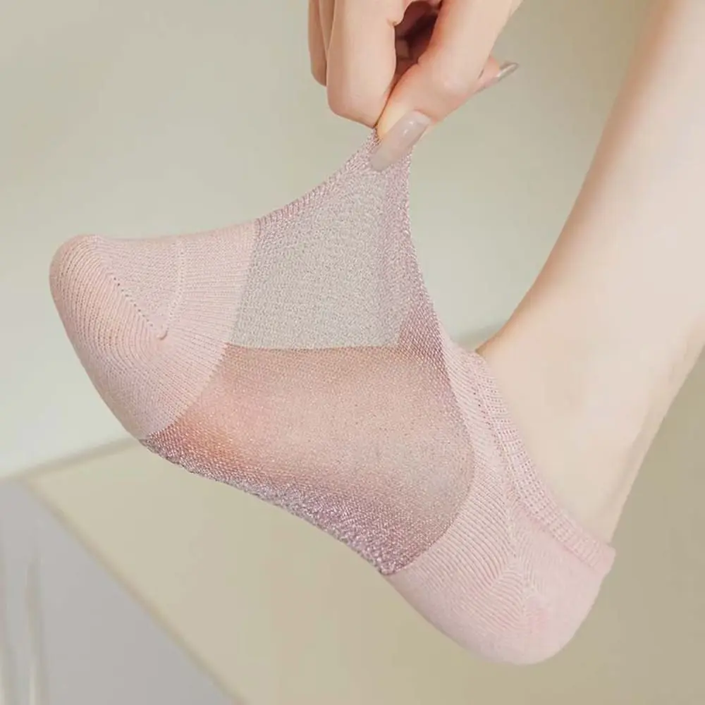 

5 пар простых невидимых шелковых носков-лодочек, тонкие нескользящие летние носки до щиколотки, прозрачные чулочно-носочные изделия, женские короткие носки-трубочки