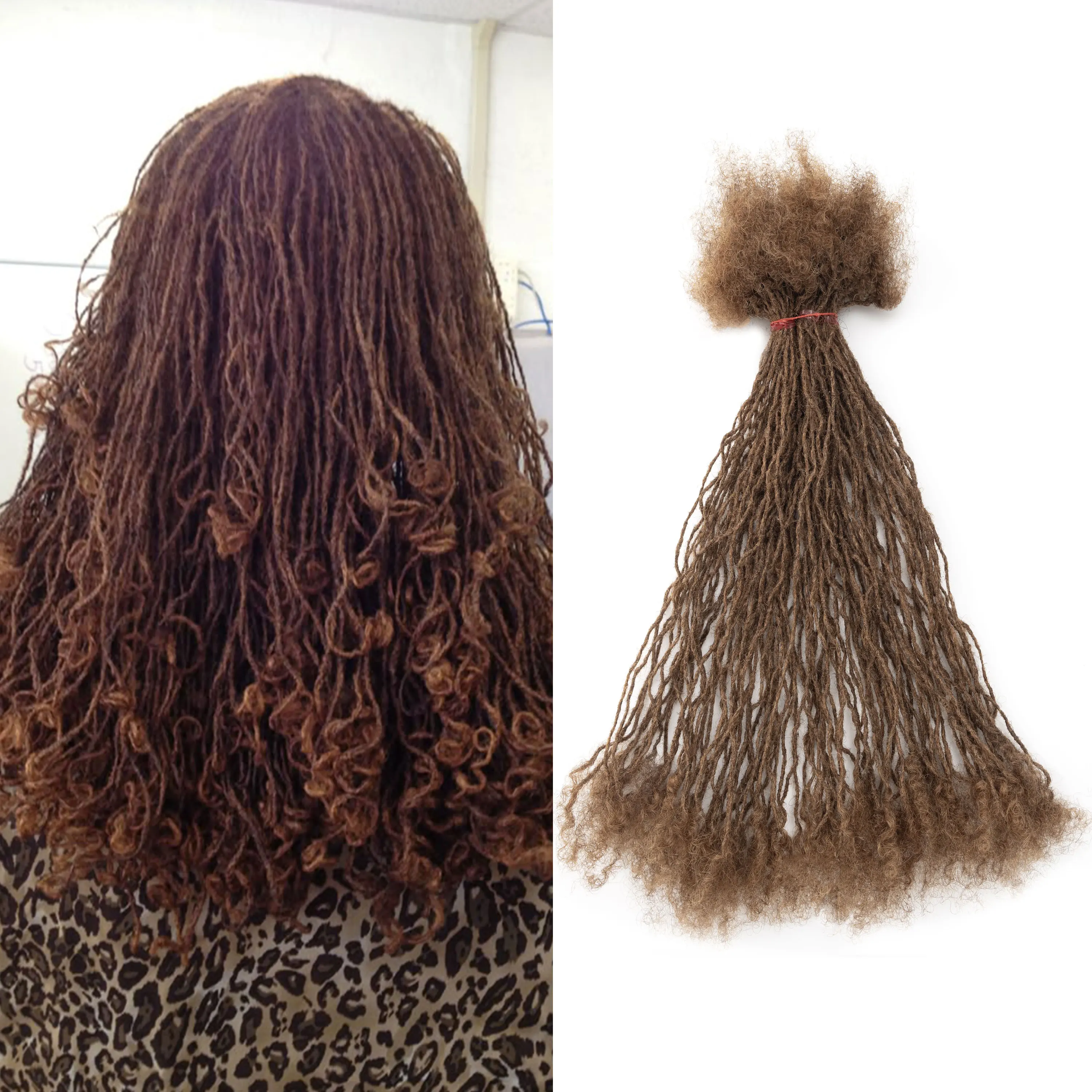100% Real Human Hair 100Strs/P 8-12inch Curly Tips Interlocked Sisters Locs Micro Dreadlock Extensions Permanent Natural Looking