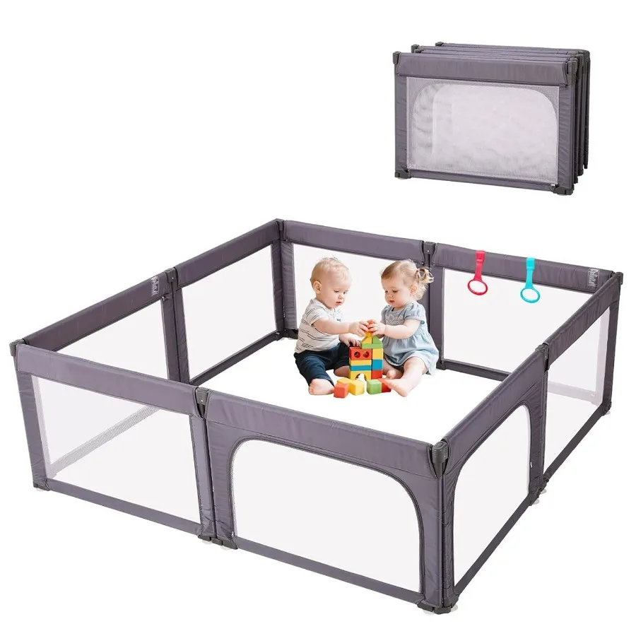 Doradotey Box per bambini pieghevole per bambini 13 dimensioni Custodia per bambini regolabile a forma di 8 pannelli Cancello staccabile 79x71 Grande per interni