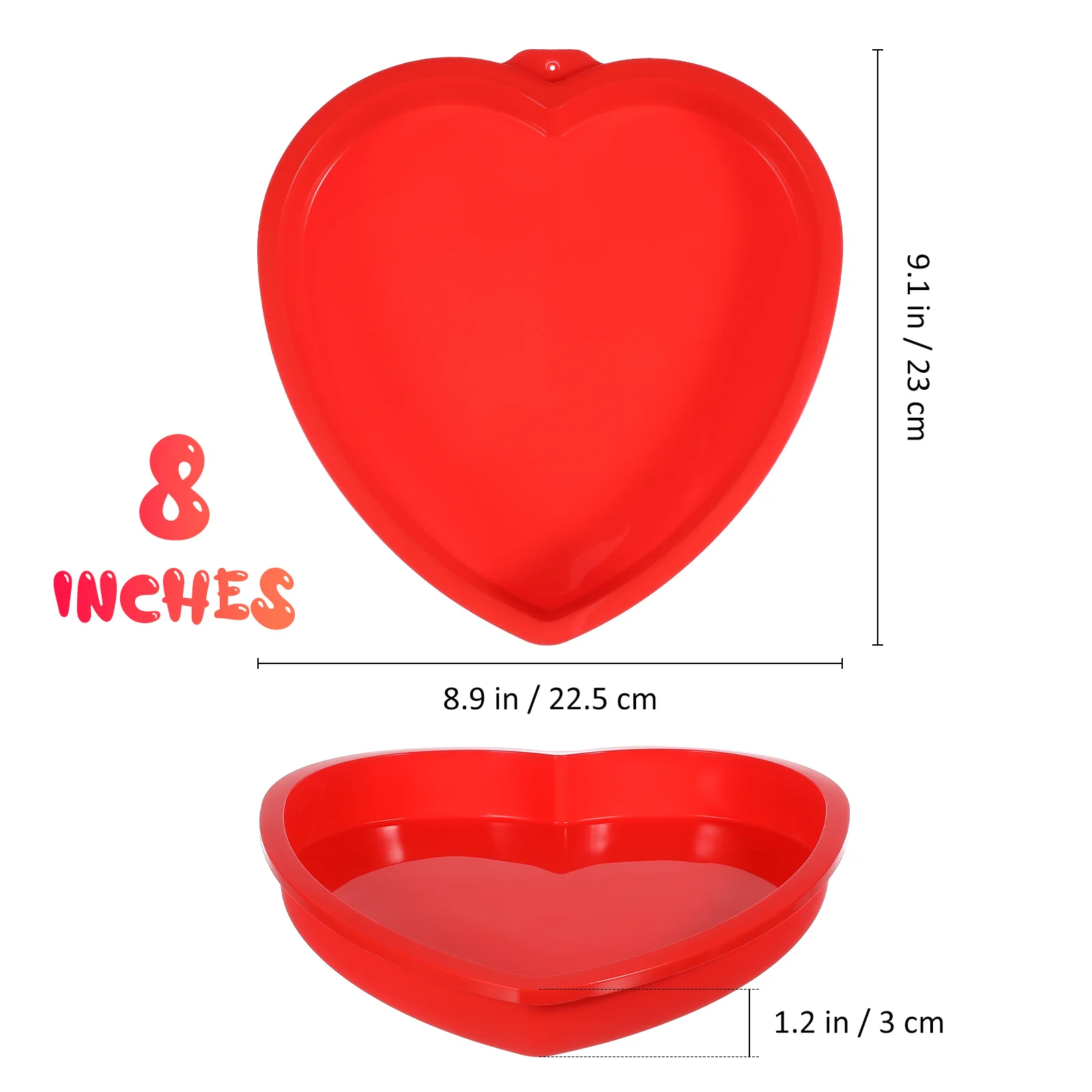 

2Pcs Heart Shape Silicone Cake Pan Nonstick Flexible Mold for Baking Romantic Cakes Kitchen Baking Tools 8 Inch Cake Mold