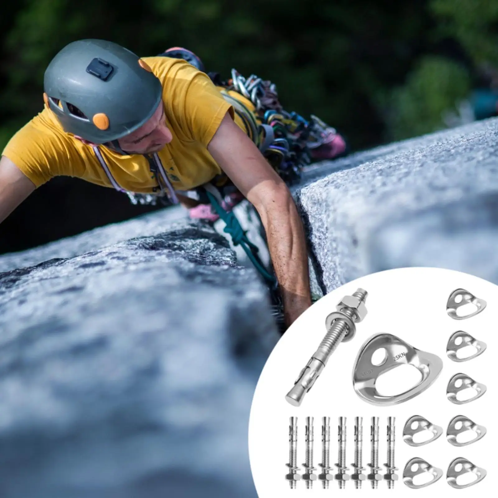 

8x Climbing Anchor Hangers Anchor Hooks Set and Expansion Bolts for Trailer Tie Downs Rigging Device Outdoor Hammocks Home Gyms