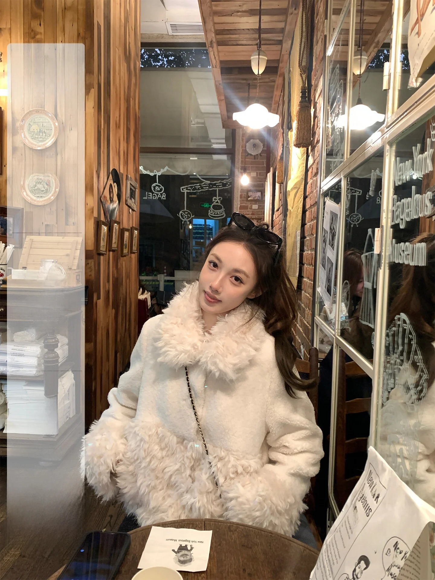 

Thickened Warm Outerwear Women's Long Short Style Lamb Fur Collar Board Coat Casual Style Polyester Fiber Inner Loose Fit Coat