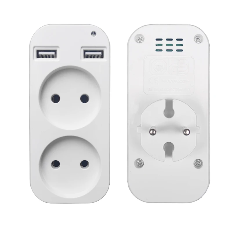 European USB Socket Portable Dual Usb Converter Plug Multifunction Converter Plug Germany France Russia Universal Socket