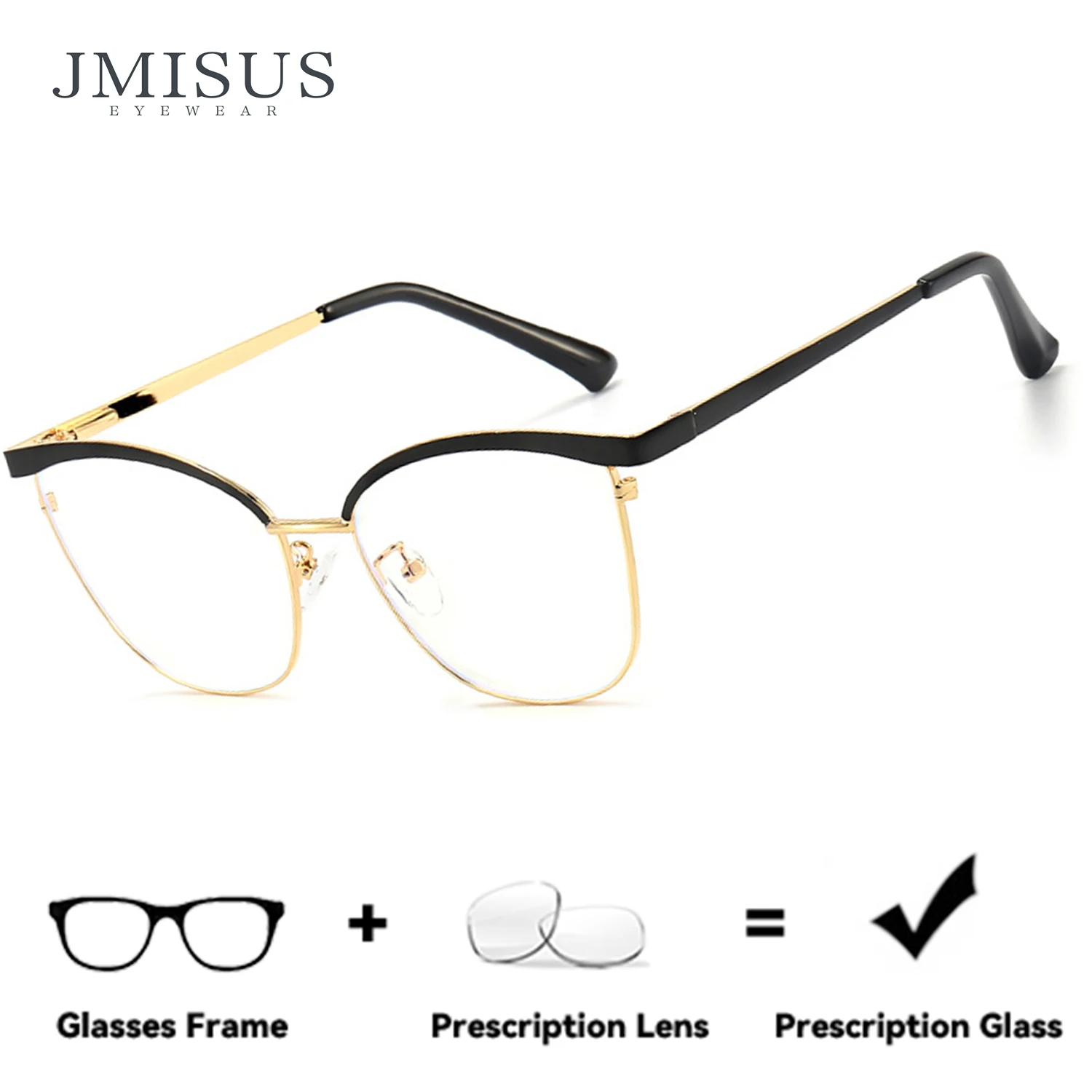 

Высококачественные металлические очки JMISUS «кошачий глаз» с диоптриями для женщин, фотохромные, квадратные, с защитой от синего света, солнцезащитные очки по рецепту