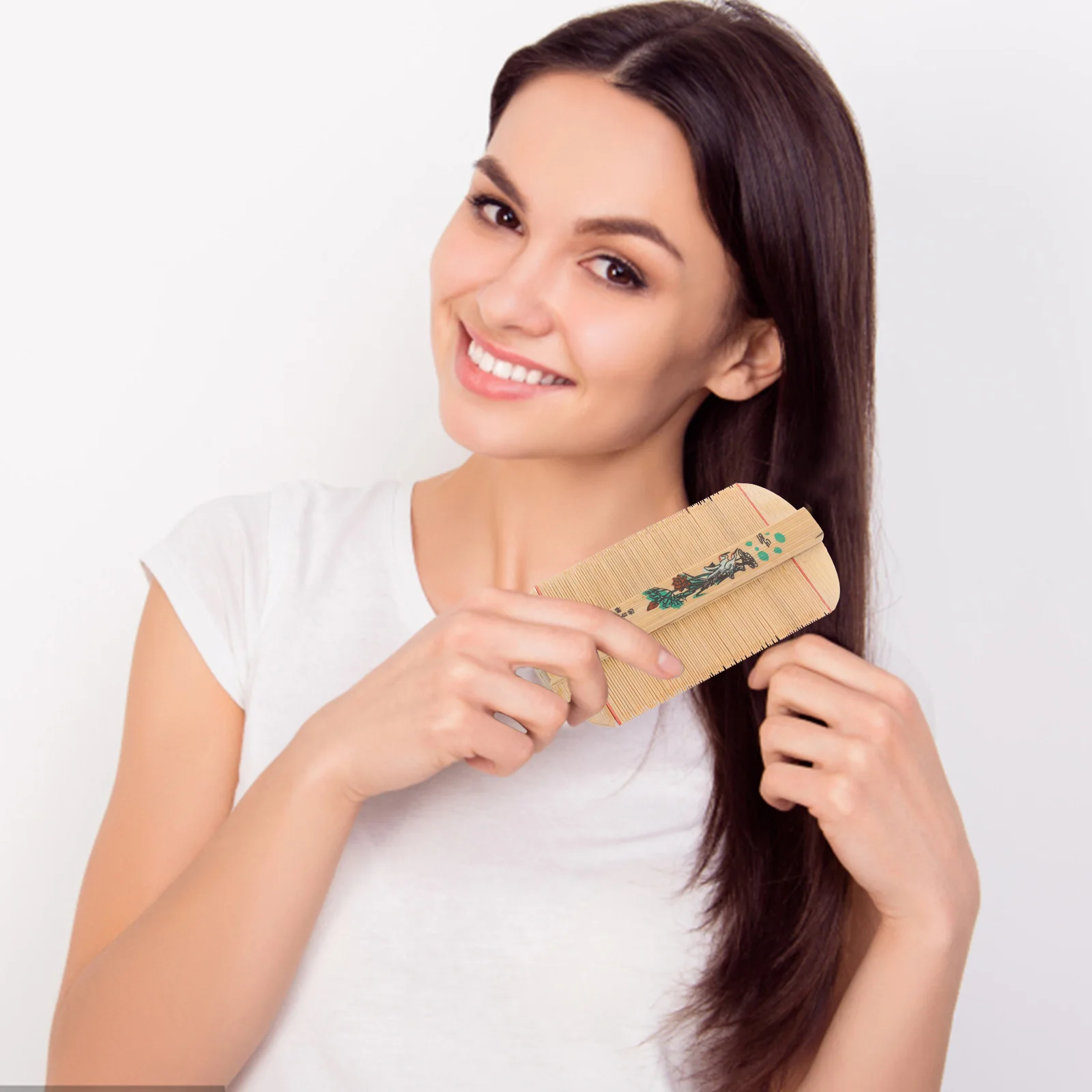 

2 шт. бамбуковая расческа с плотными зубами, антистатическая, прочная, портативная, многофункциональная, расческа для ухода за волосами, инструмент для удаления перхоти