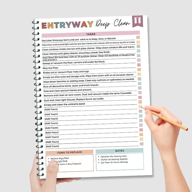 Kit de planification de nettoyage pour la maison - Comprend un calendrier de nettoyage domestique, un plan de nettoyage hebdomadaire/mensuel, des conseils de nettoyage toute l'année, et des outils de nettoyage ménager.