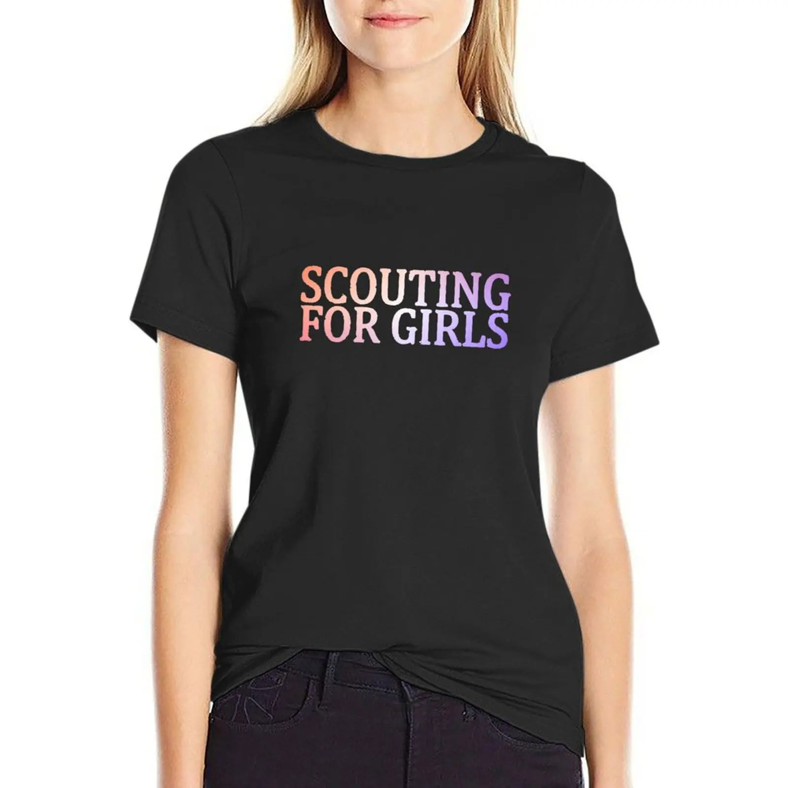 

Scouting for Girls Gradient T-Shirt lady clothes cute tops summer top graphics workout shirts for Women loose fit