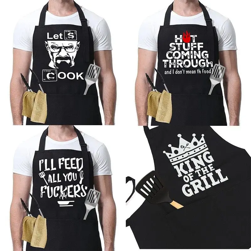 Waterproof Barbecue Apron FunnyP Kitchen Party Spill-Resistant Smock One-Size-Fits-All Polyester Smock for Home Cleaning