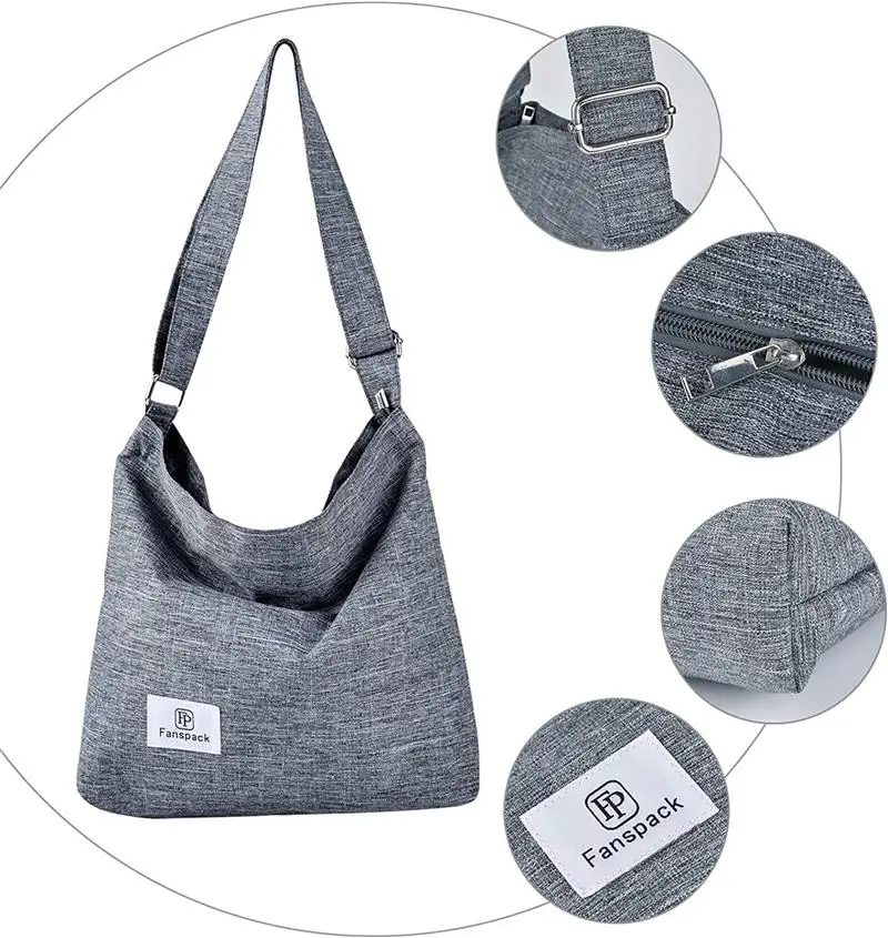 Gray Women\'S Tote Retro Casual Vintage Canvas Handbag Shoulder Crossbody Bag Top Handle Bag Casual Handbag Crossbody Handbags