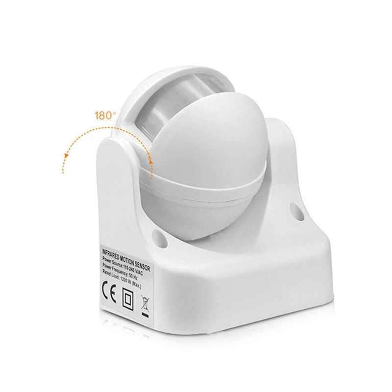 2Pcs 180° Degree Outdoor PIR Infrared Motion Sensor AC 220V-240V Detector Movement Switch Max 12M 50Hz 3-2000LUX