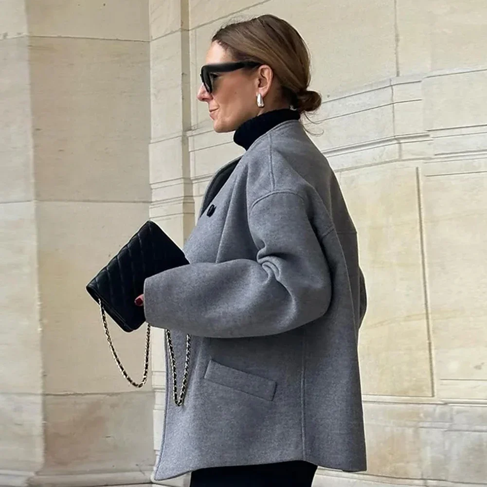 

Повседневное короткое зимнее пальто, модное пальто, серое осенне-зимнее пальто, повседневное короткое пальто, микроэластичная ткань, осень-зима, мероприятия