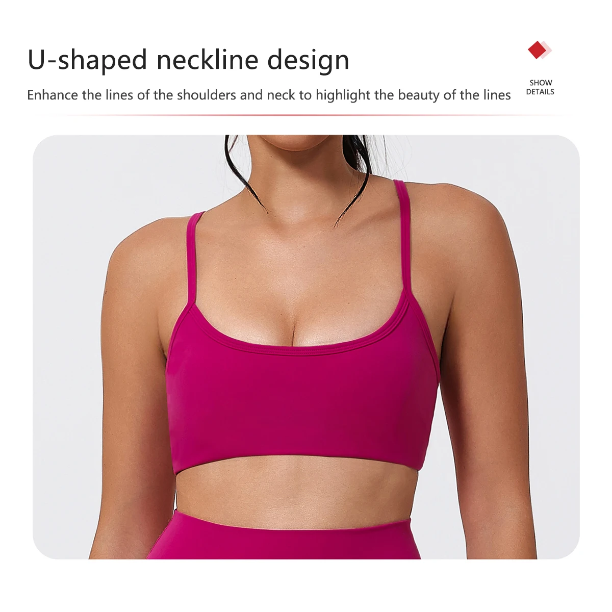 Ctenkevet Sommer-Sport-BH ohne Rücken für Damen, sexy, stützendes Fitness-Yoga-Top, Gym-Lauf-BH, bequemes Sport-Top für Damen – Detail 3