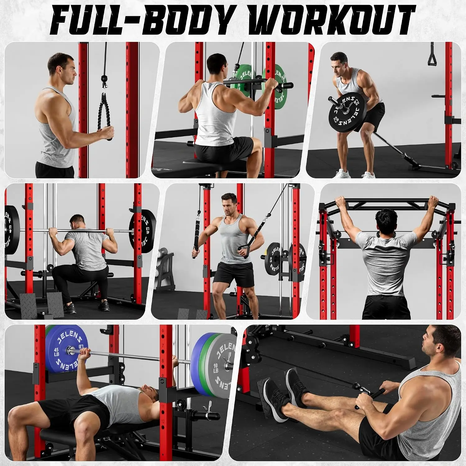 Home Gym Power Cage Cable Crossover System Squat Rack Attachments 2000 Pound Capacity - view 2