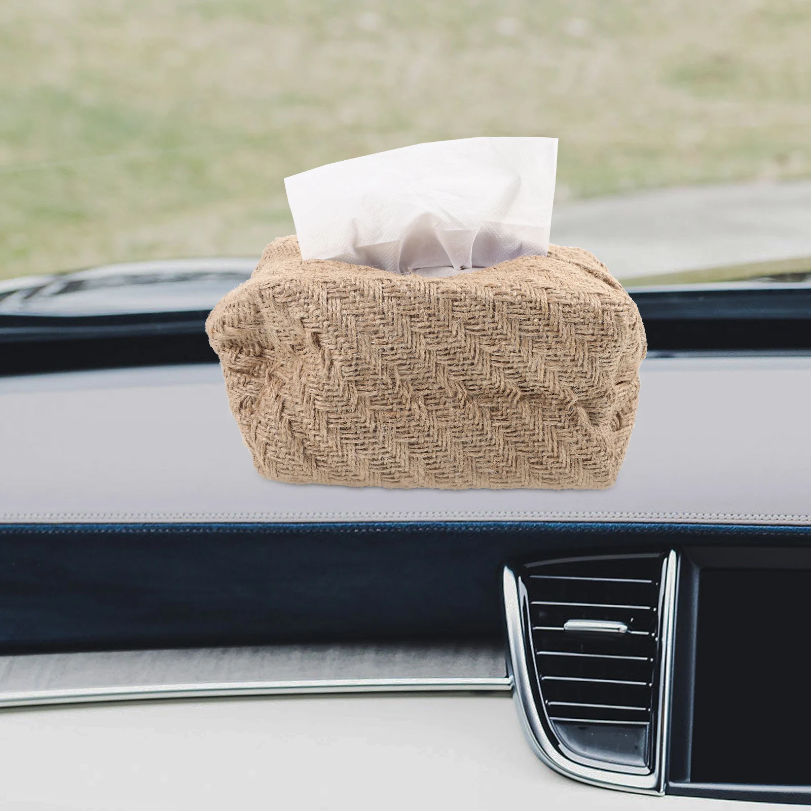 

Cotton Linen Tissue Box Napkin Storage Holder Simple Design Concave Decor Storage Bag ganization Space Saving Firm
