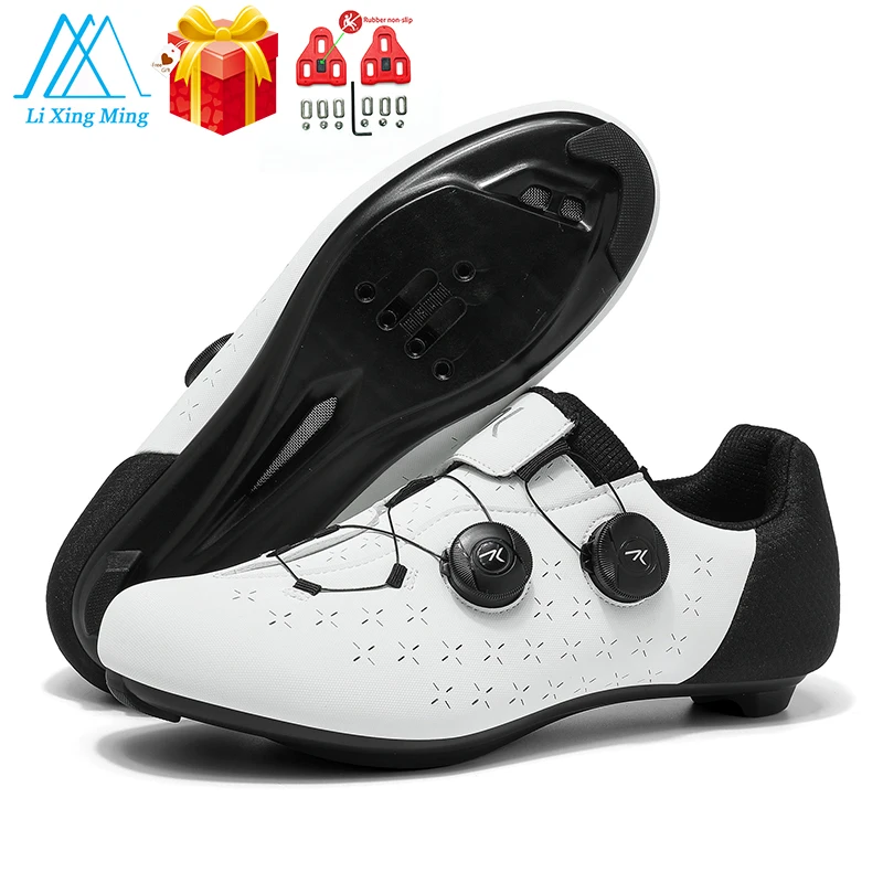 

2026 Road Bike Shoes Men Women White Big Size To 48# Self-Locking Cleats Speed Outdoor Racing Competitions Cycling Sneakers