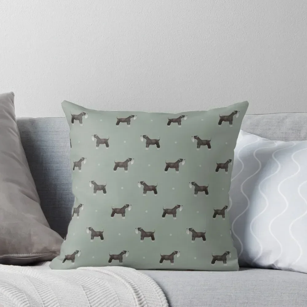 

Side facing Schnauzer Repeat Pattern Sage Green Throw Pillow New year Luxury Pillow Case pillow