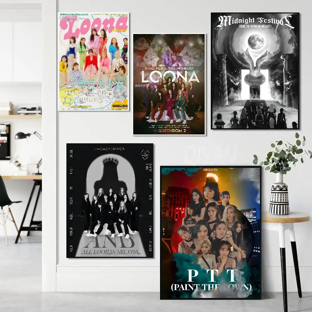 Latest Kpop L-Loona Poster Waterproof Wall Art Sticker For Bar Living Room Vintage Room Decor High Quality Print Gift