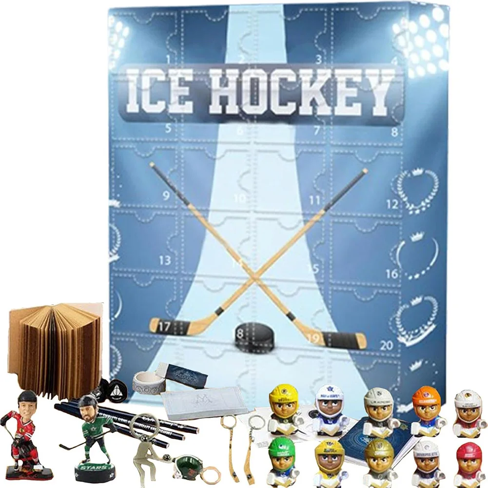 1 PC Hockey Advent Calendar 2024 with 24 Little Doors 24 Days Christmas Holiday Countdown Gifts Home Classroom Office Decor