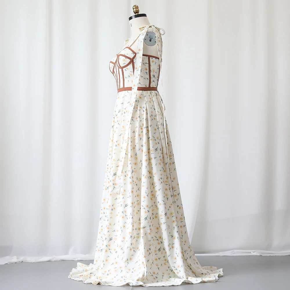 Elegant Floral Maternity Dress Photo Shoot Chiffon Woman Dress Bow Straps Adjustable Bust For Baby Show Gowns Pregnancy Clothing