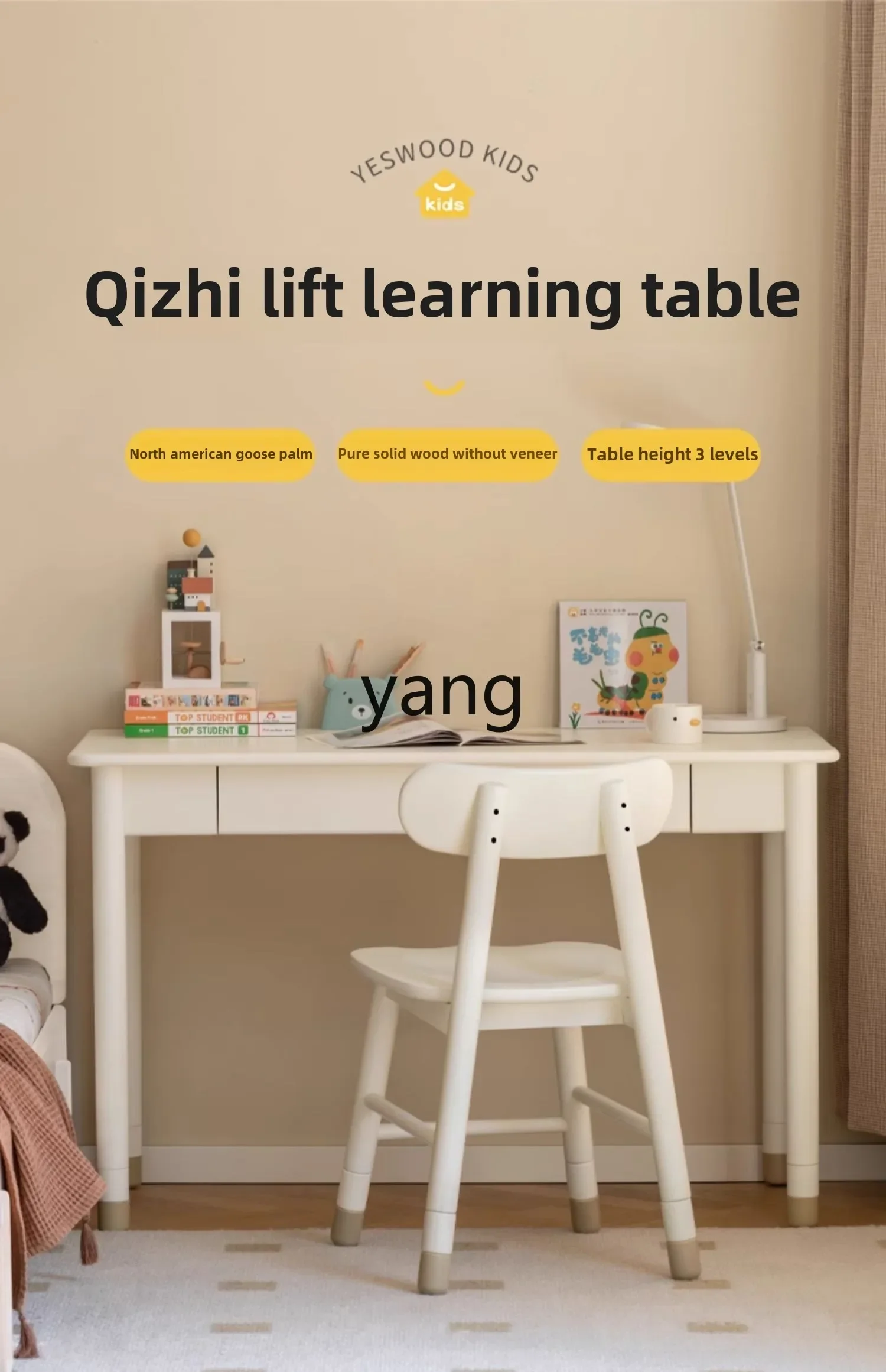 Biurko do nauki z litego drewna LTT, w kolorze kremowym, białe biurko do pisania z szufladami