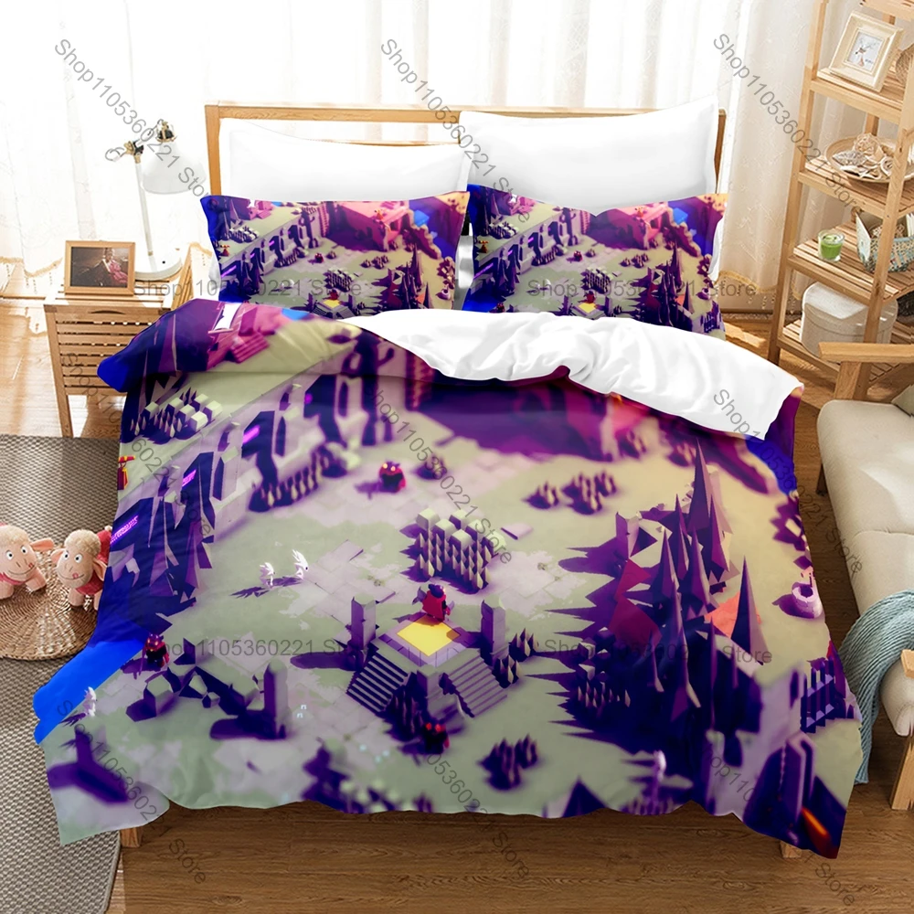 Cool Tunic Game Bedding Set 3Pcs Isometric Fantasy Adventure Game Pattern Comfort Bed Linen For Indie Game Fans All Season