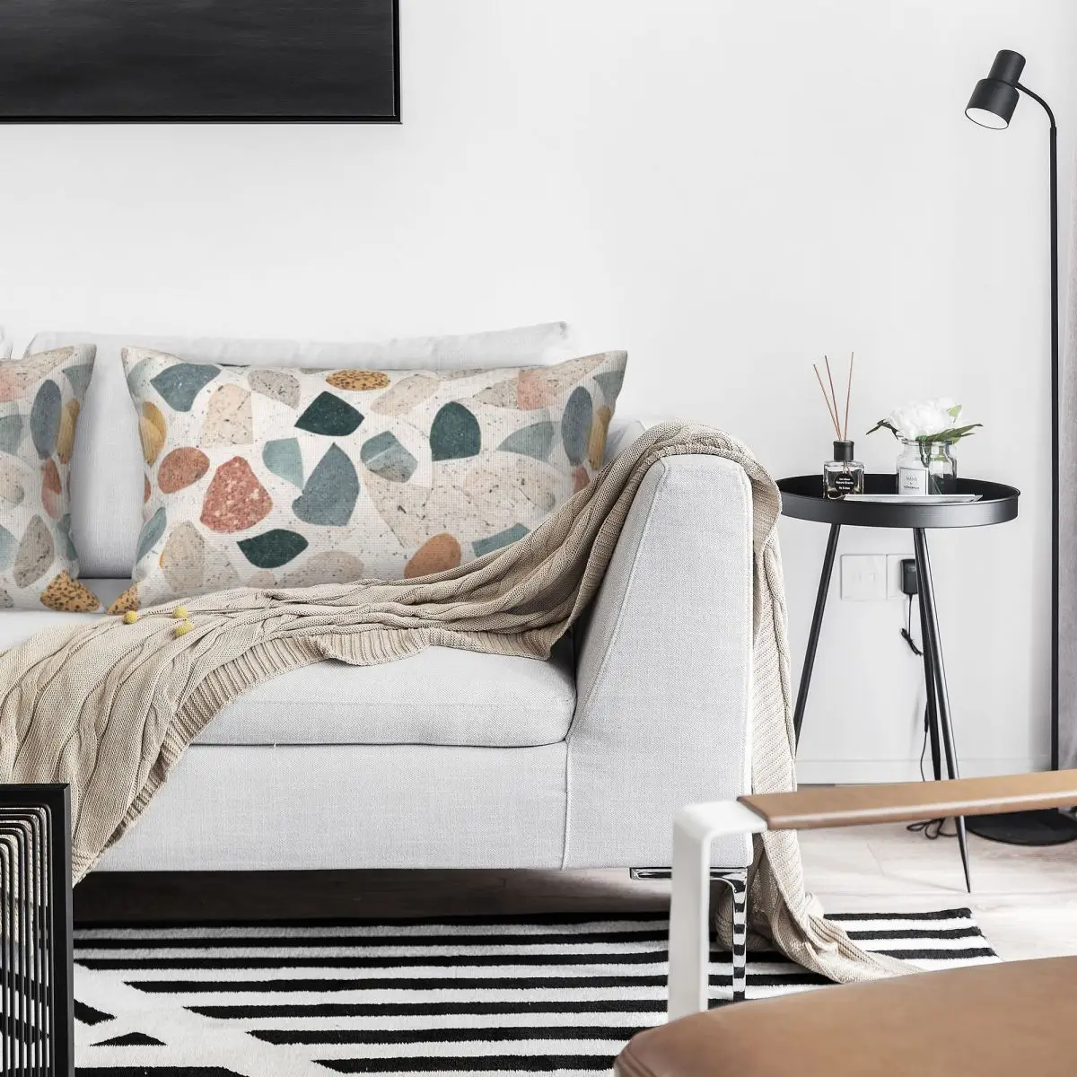 Seamless Terrazzo Stone Pattern Rectangle Linen Pillowcase Cushion Cover Polyester Decorative Bed Home Comfort Throw Pillow