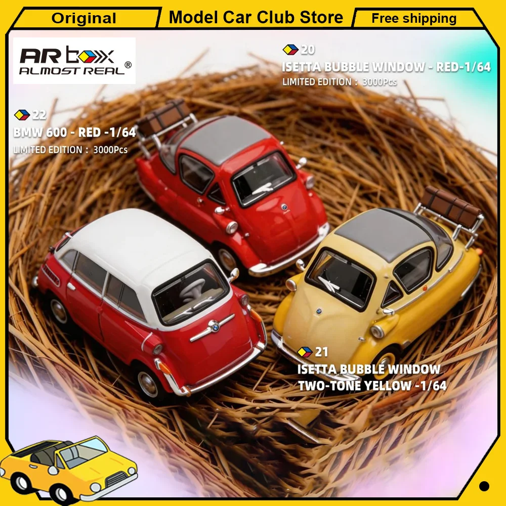 

Almost Real AR Box 1:64 Scale BMW 600 BMW Isetta Bubble Window Red TONE YELLOW Alloy Car Model Miniature Diecast Collection Toys