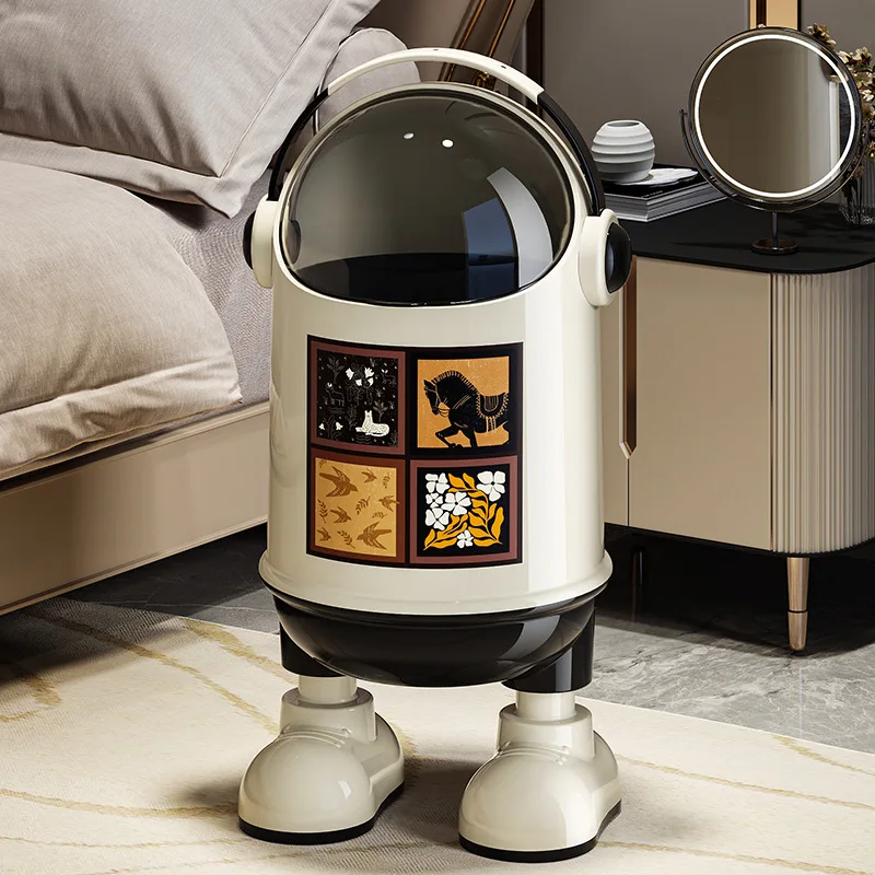 Vintage Luxury Mid Century Trash Bin Hands Free Large Capacity Flip Lid LivingRoom Bedroom Kitchen Kitchen Trash Bin Dustbin