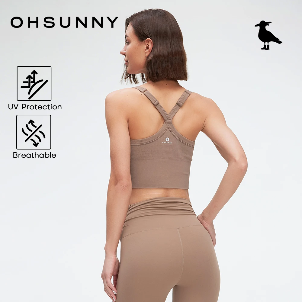 

OhSunny Sports Bras Seamless Racerback Tank Top Women's Fitness Gym Shockproof Running Workout Fast Dry Underwear Vest