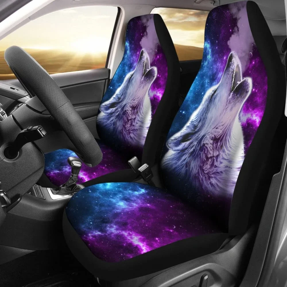 Purple Sky Wolf Car Seat Covers 211702,Pack of 2 Universal Front Seat Protective Cover