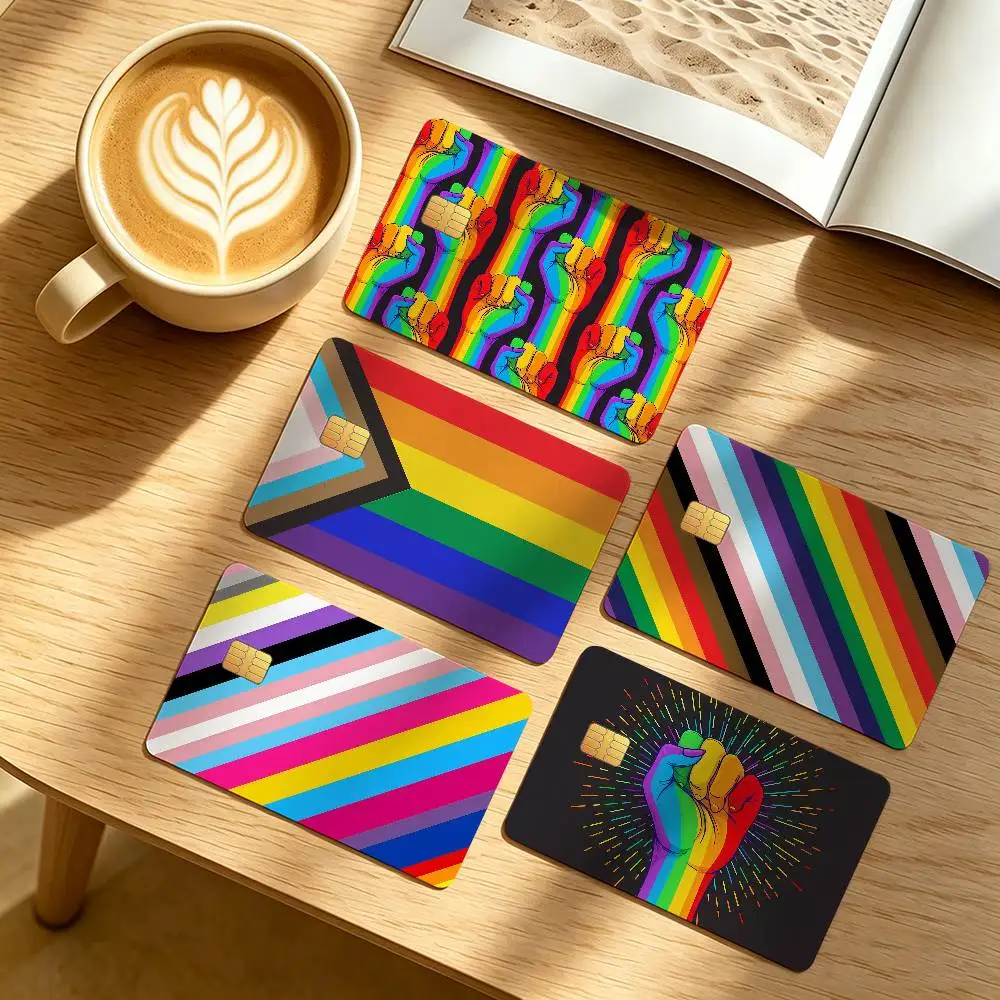 LGBT Gay Rainbow Pride K Credit Card Public Transportation Cards Protective Sticker Waterproof Card Face Decoration 4PCS