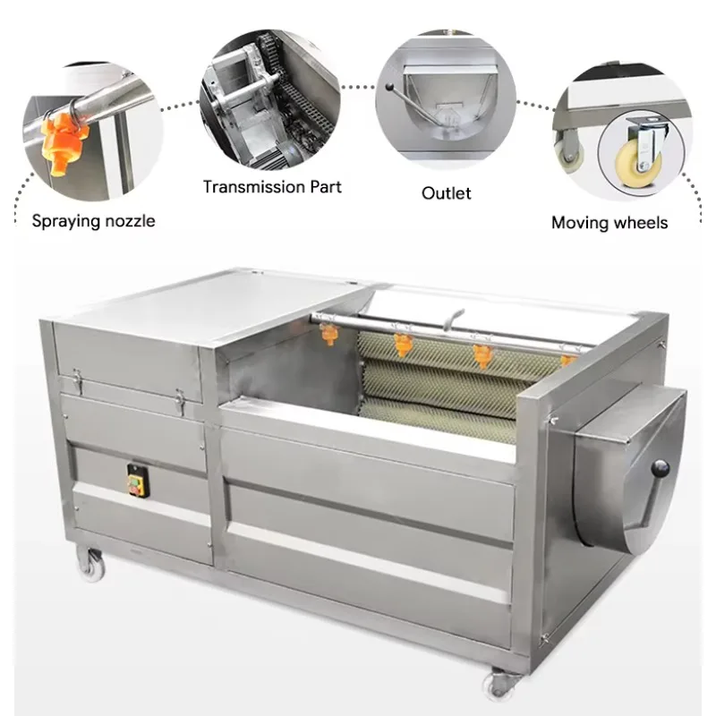 Factory Direct Sales Brush Washing Machine For Root Vegetables And Fruits Cleaning For Farm And Restaurant Use