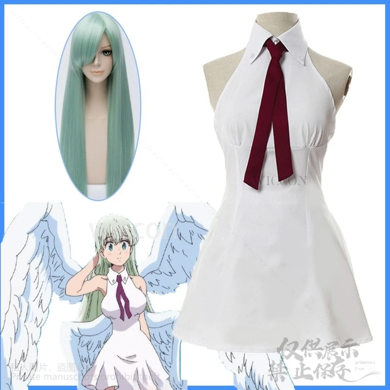 Elizabeth Liones Anime The Seven Deadly Sins Wrath Of The Gods Cosplay Costume Women White Lolita Dress Wig Halloween Customized