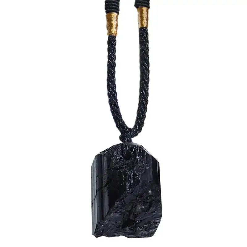 Collar de turmalina negra Natural, joyería de Chakra de roca Mineral, colgante de piedra de cristal de cuarzo para hombre, forma Irregular, 1 ud.