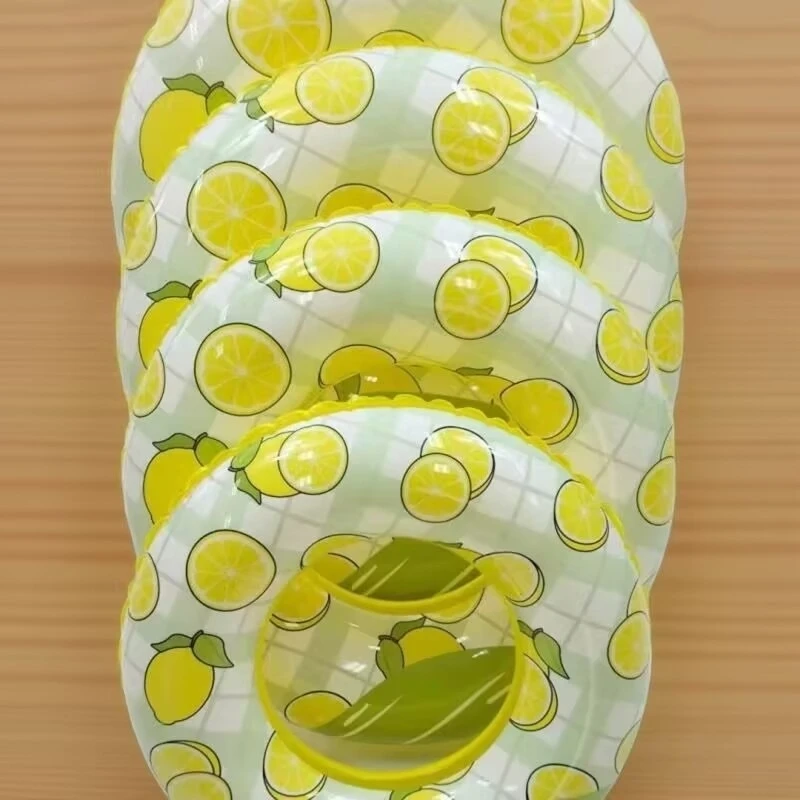 Thickened Lemon Fruit Swim Ring For Adults Kids Anti Roll Inflatable Arm Ring Summer Pool Beach Swimming Float