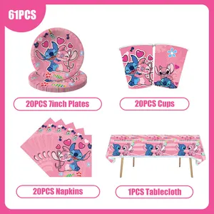 Disney, Pembe, Lilo ve Dikiş Meleği, Doğum Günü Partisi Süslemeleri, Sofra Takımı, Fincan Tabağı, Balon, Afiş, tıbbi Malzemeler, fon 12-En çok satılan yemekler partisi - №2