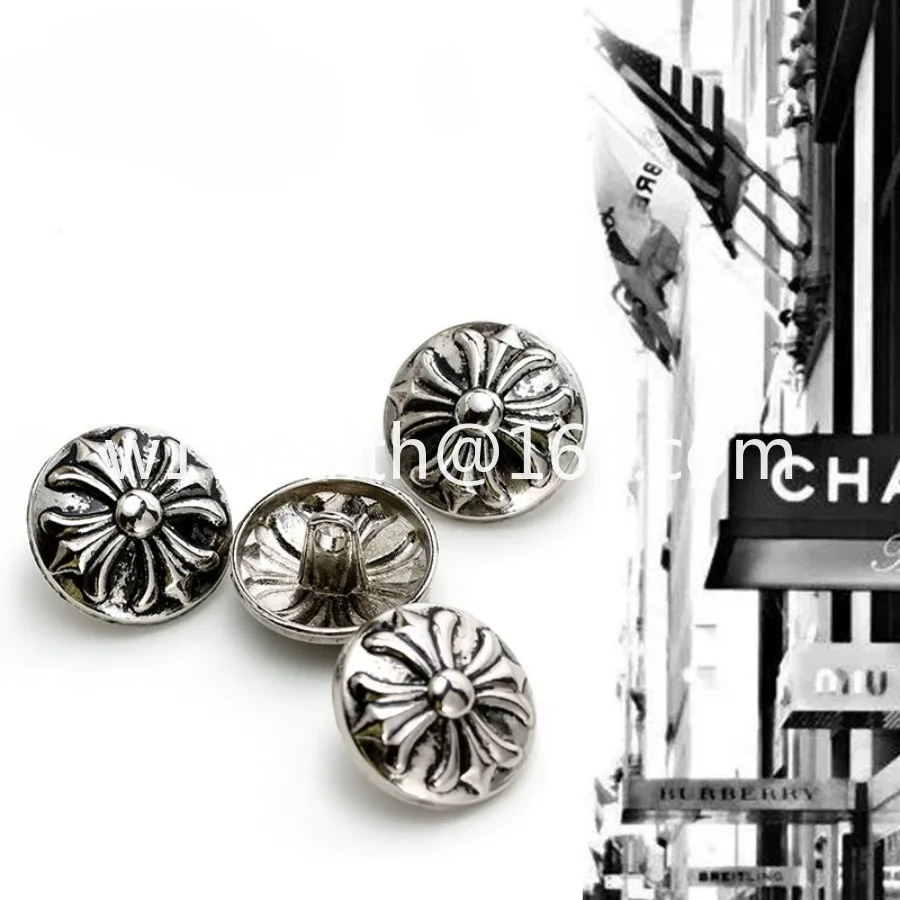 10pcs silvery High-end Metal Buttons, Fashionable Retro Handmade Sewn Button Cufflinks