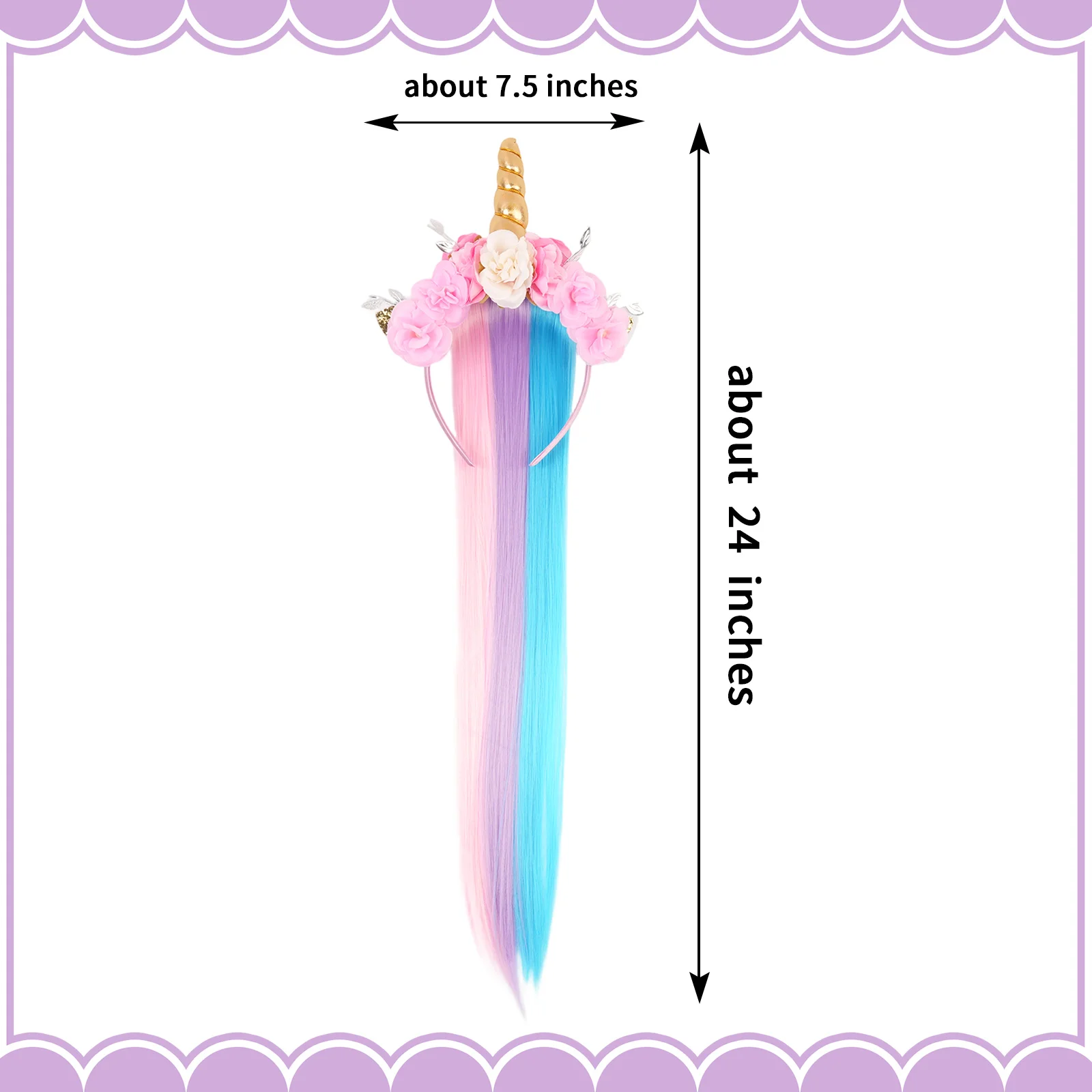 Rainbow Unicorn Lace Gradient Tassel Girl's Hairband Princess Flower Headband Headscarf Hair Accessories Children's Fashion view 4