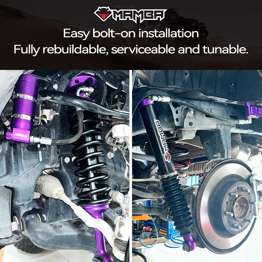Kit Reservoir Mamba untuk Ford Bronco 4x4 Off Road, Shock Absorber Coilover Depan dengan Pengaturan Kompresi & Rebound