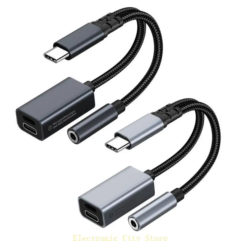 

Портативный кабель Транфер USBC до 3,5 мм музыкальной зарядки кабель алюминиевый кабель Hu8d