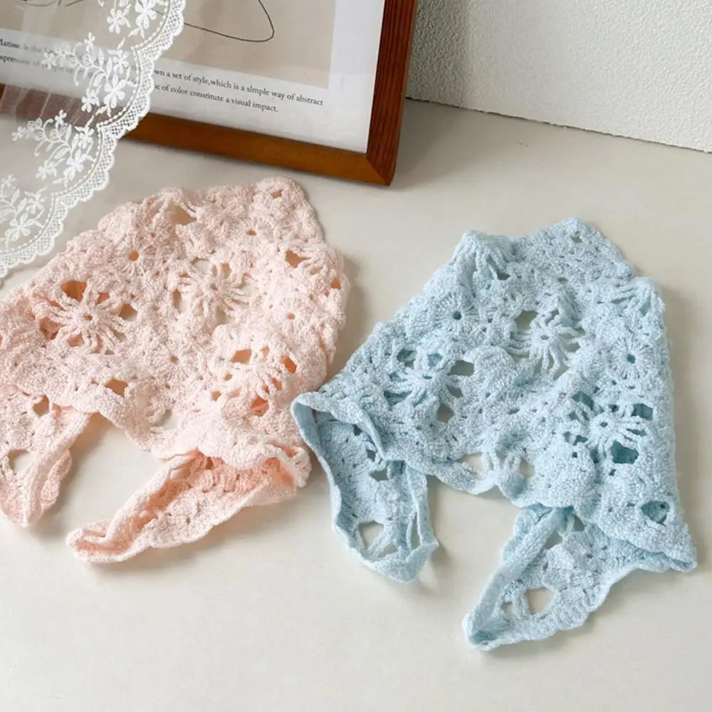

Elegant Knitted Hollow Triangle Headband Crochet Headscarf Hat Spring Summer Hair Band Hair Accessory breathable Triangle Scarf