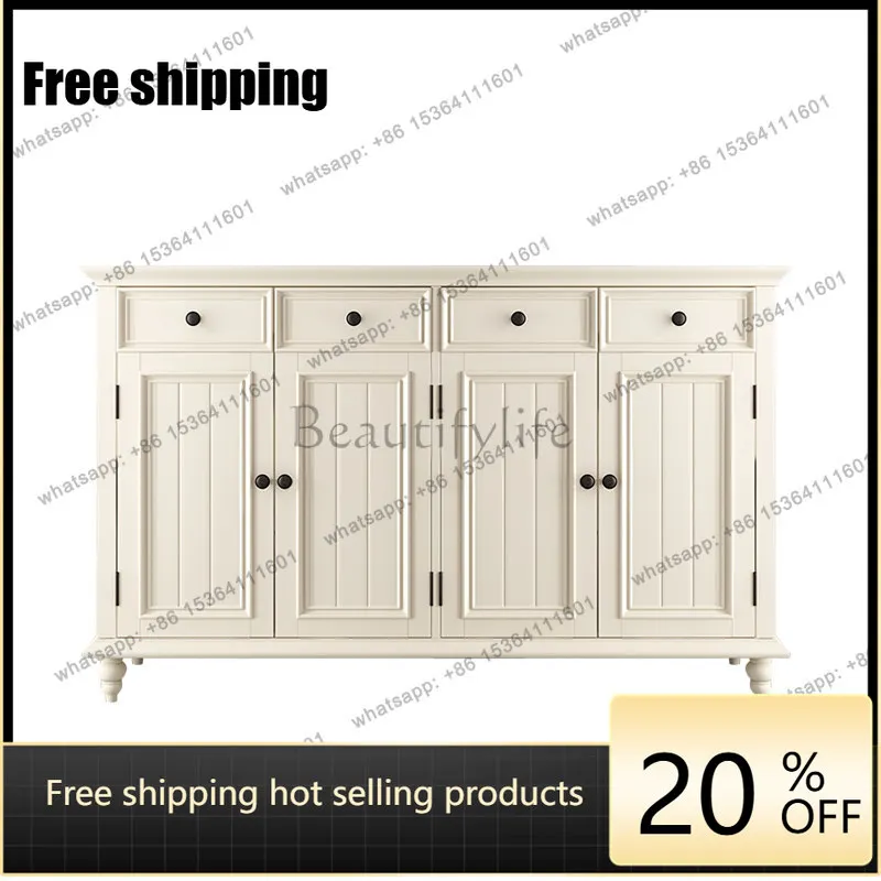 Factory Direct Sales American Solid Wood Door Shoe Cabinet White Simple Modern Light Luxury Entrance Cabinet Shoe Cabinet