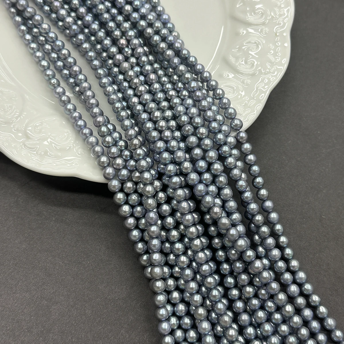 AAA Dyed Pearl Natural Freshwater Pearl Grey Pearl 5-6mm For Jewelry Making DIY Accessory Handicraft Supplies