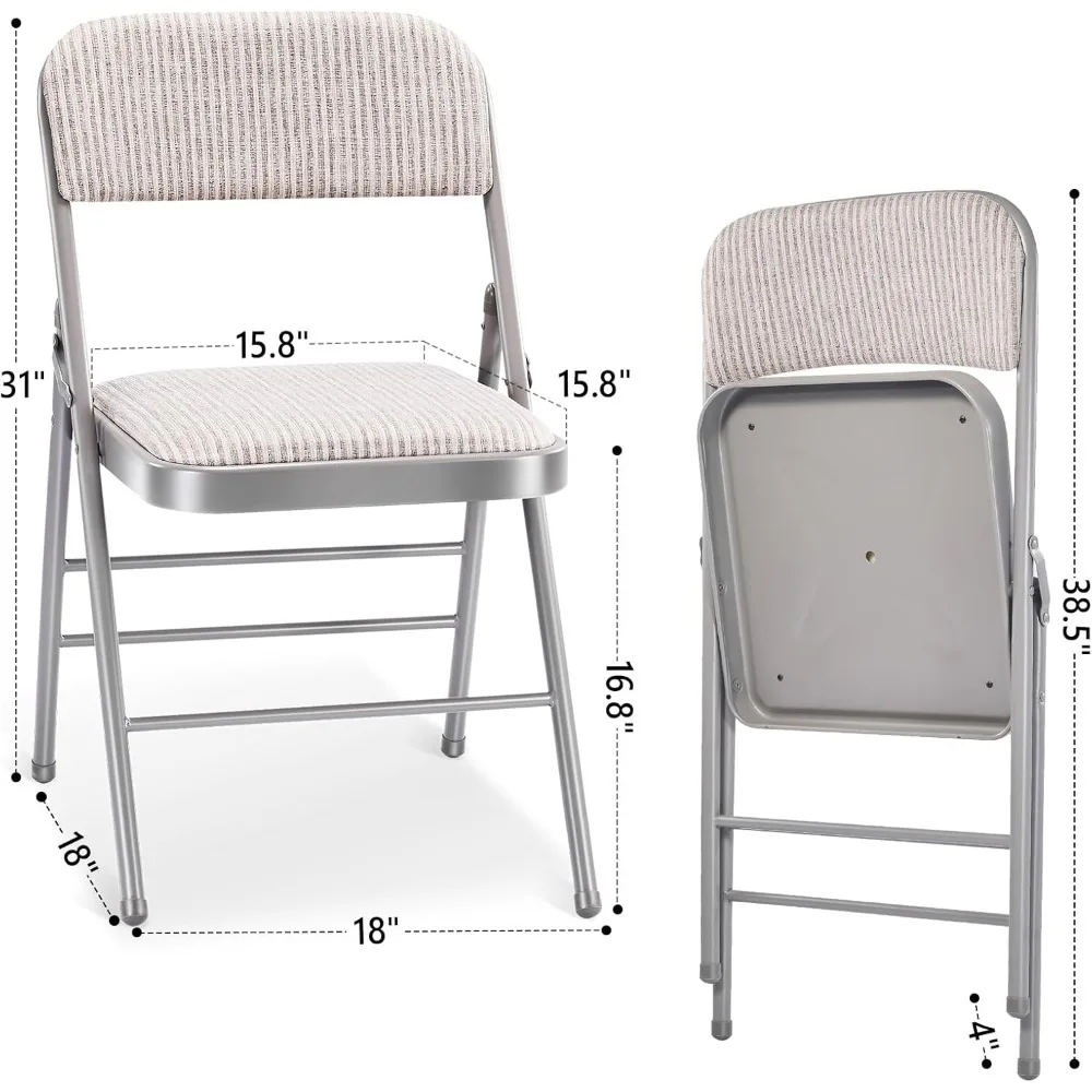 Commercial Grade Folding Chairs with PU Cushion and Back, Comfortable Padded Metal Chairs for Home Use