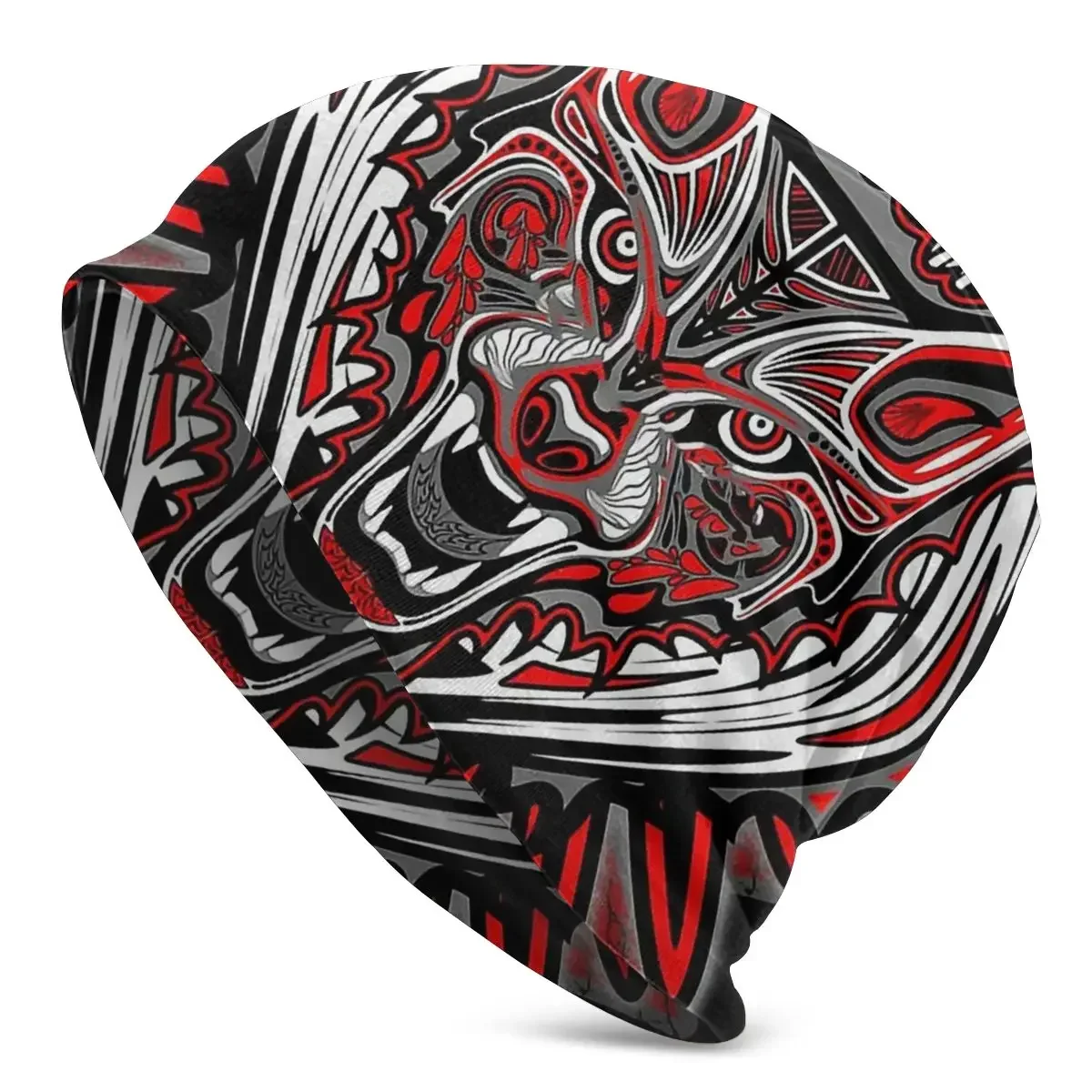 

Wolf Style Haida Art Totem Washed Warm Bonnet Windproof Casual Beanies Protection Men Women Hats