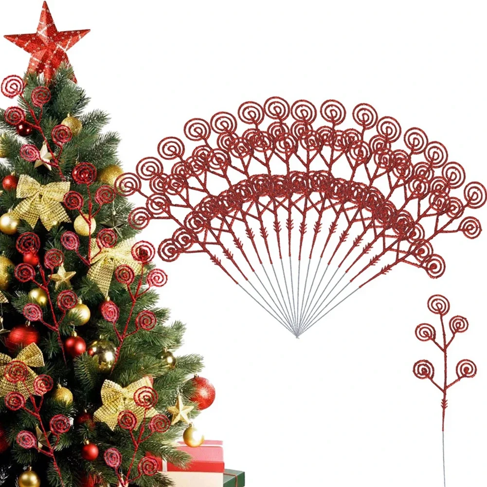 16個入り クリスマスツリーピック デコレーション キャンディケイン ウール製カーリーピック ロリポップ 大型 クリスマスツリートッパー飾り ホームベースフィラー