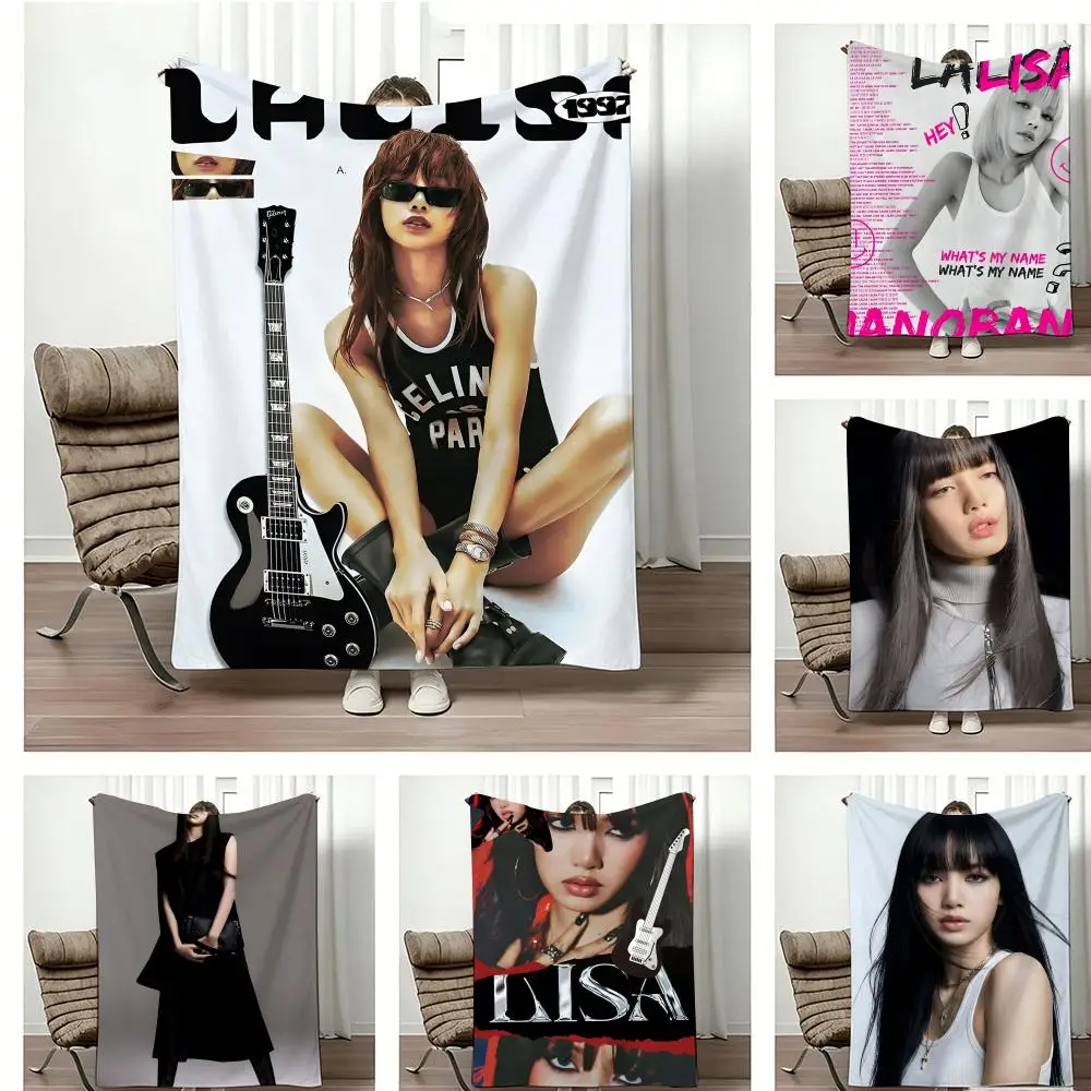 Star IdoI L-Lisa L-Lalisa Manob Throw Lightweight  Flannel Blanket Soft Skin-friendly for Summer Cooling