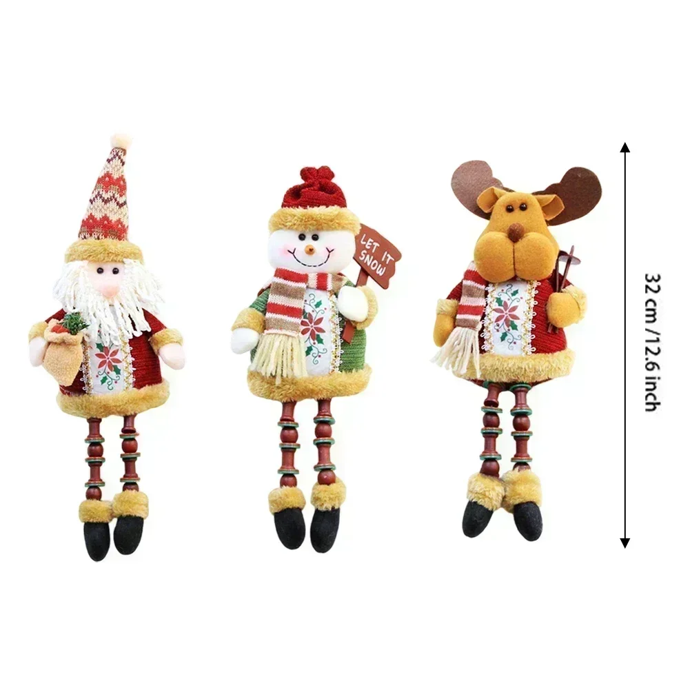 

Набор рождественских украшений с плюшевым снеговиком и оленями Санта-Клауса с подошвенным дном для устойчивой демонстрации на плоских поверхностях