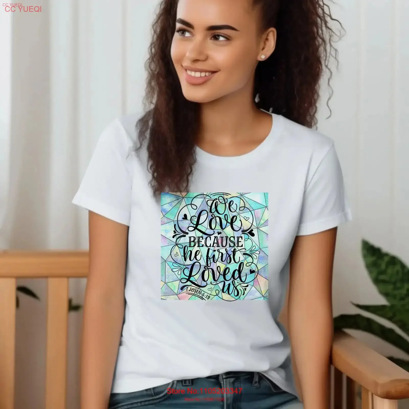 

Мы любимо его, потому что он первая любимая нас для кого-то веры Тяжелая хлопковая футболка винтажная стираная универсальная дышащая мягкая унисекс